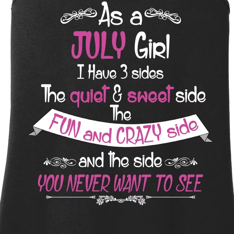 July Girl Sweet But Crazy Funny Birthday Ladies Essential Tank