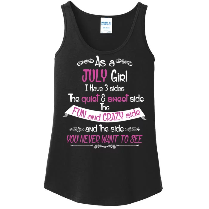 July Girl Sweet But Crazy Funny Birthday Ladies Essential Tank