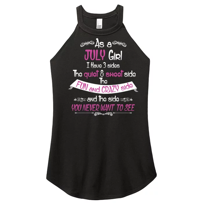 July Girl Sweet But Crazy Funny Birthday Women’s Perfect Tri Rocker Tank