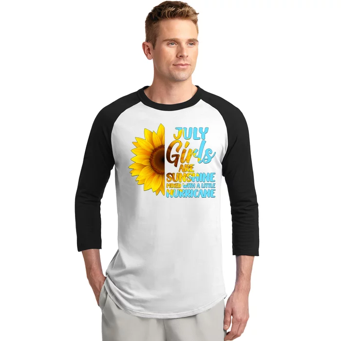 July Girls Are Sunshine Mixed With A Little Hurricane Baseball Sleeve Shirt