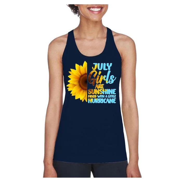 July Girls Are Sunshine Mixed With A Little Hurricane Women's Racerback Tank