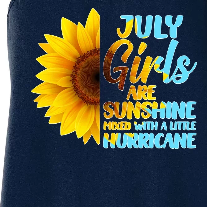 July Girls Are Sunshine Mixed With A Little Hurricane Women's Racerback Tank