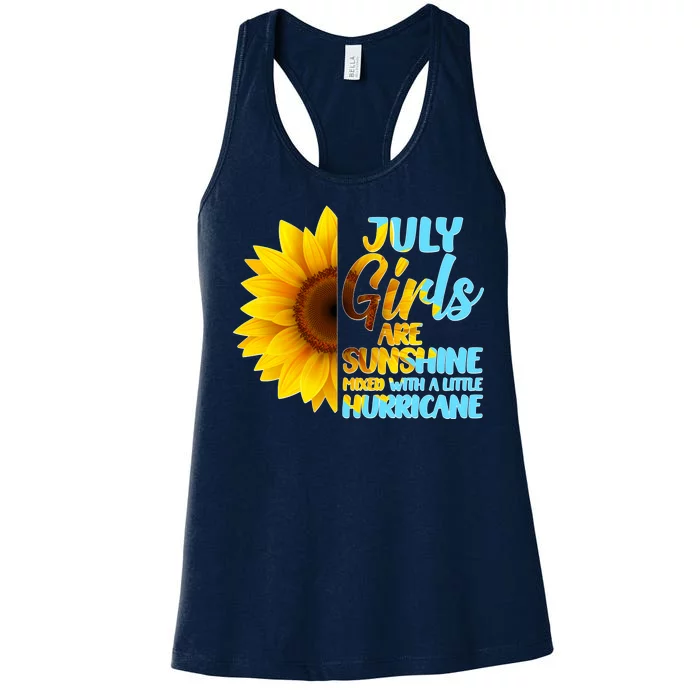 July Girls Are Sunshine Mixed With A Little Hurricane Women's Racerback Tank