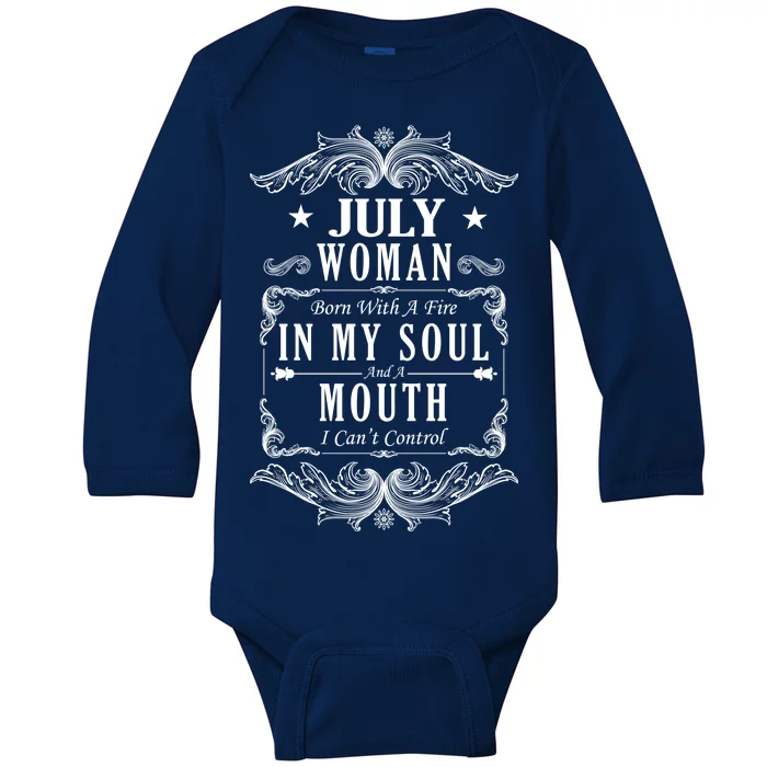 July Woman Funny Birthday Baby Long Sleeve Bodysuit