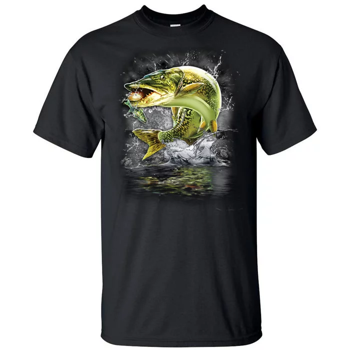 Jumping Muskie - Fishing Tall T-Shirt