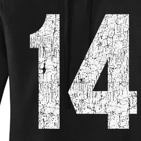 Jersey Uniform Number 14 Athletic Birthday Sports Women's Pullover Hoodie