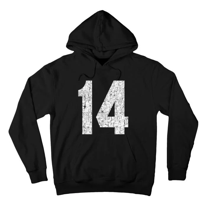 Jersey Uniform Number 14 Athletic Birthday Sports Tall Hoodie