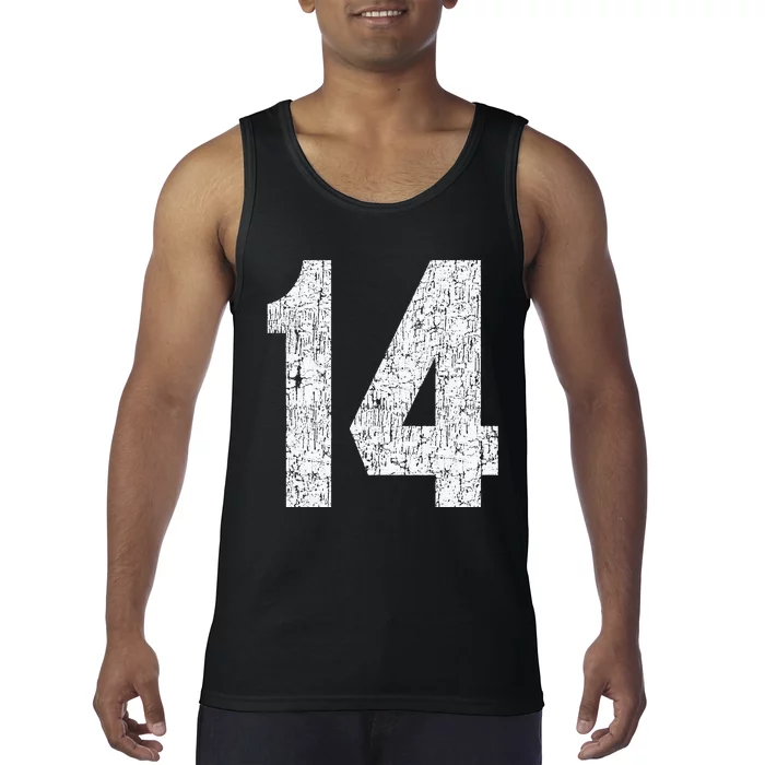 Jersey Uniform Number 14 Athletic Birthday Sports Tank Top