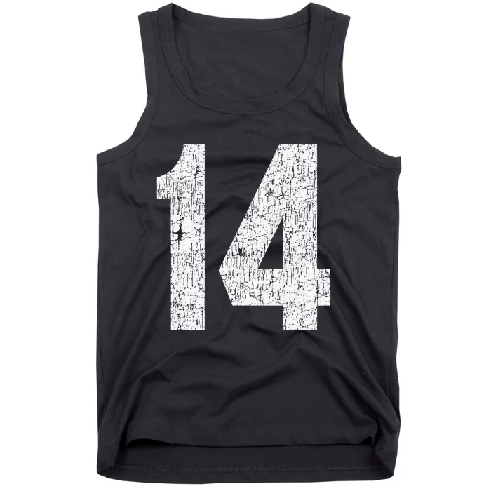 Jersey Uniform Number 14 Athletic Birthday Sports Tank Top