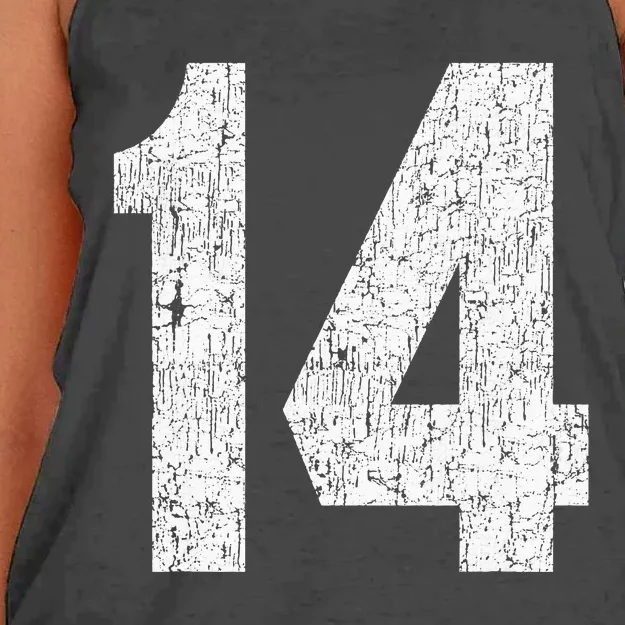 Jersey Uniform Number 14 Athletic Birthday Sports Women's Knotted Racerback Tank