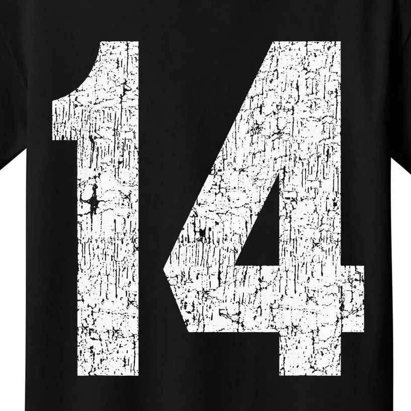 Jersey Uniform Number 14 Athletic Birthday Sports Kids T-Shirt