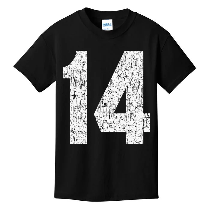 Jersey Uniform Number 14 Athletic Birthday Sports Kids T-Shirt