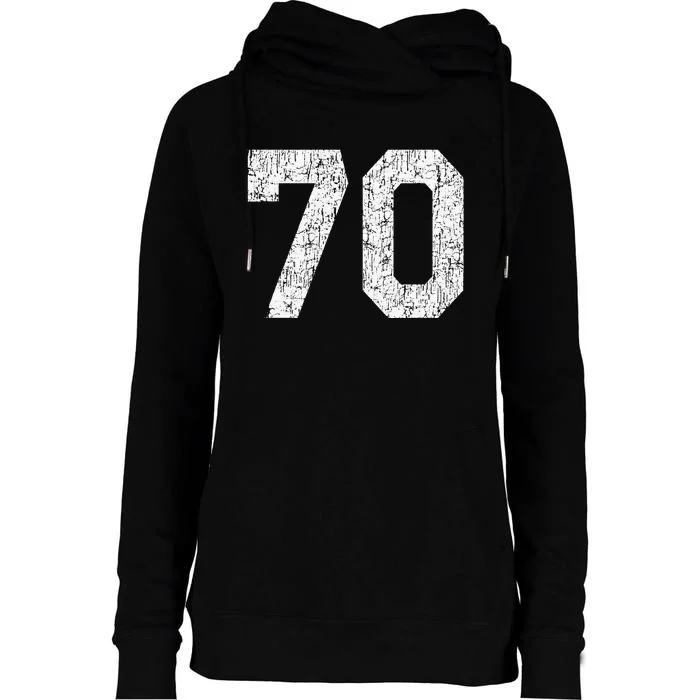 Jersey Uniform Number 70 Athletic Style Sports Graphic Womens Funnel Neck Pullover Hood