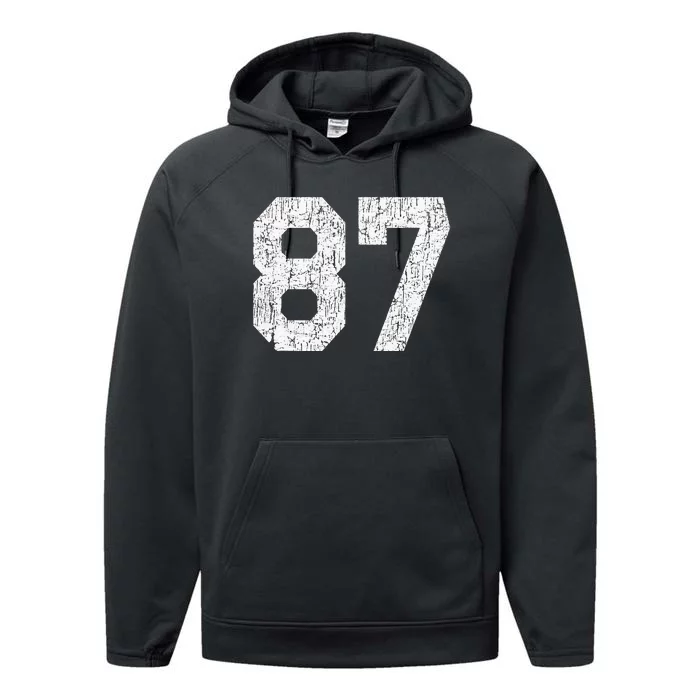 Jersey Uniform Number 87 Athletic Style Sports Graphic Performance Fleece Hoodie