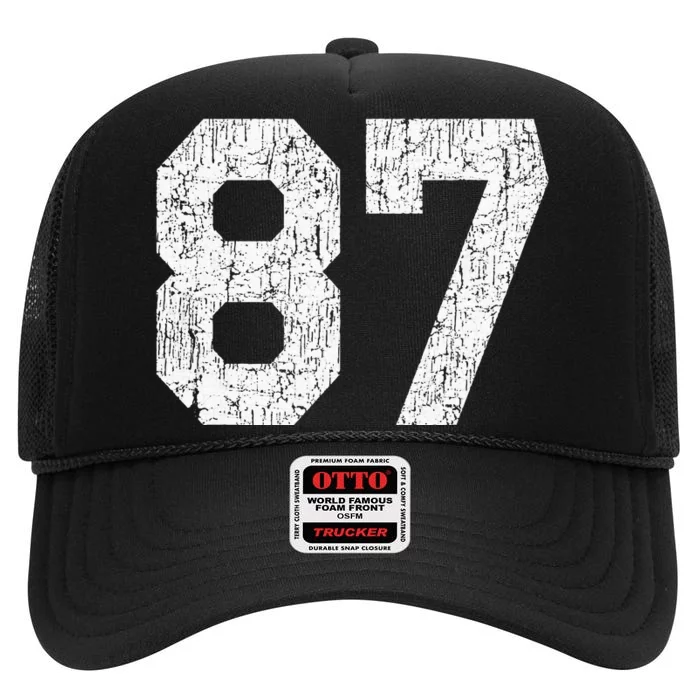 Jersey Uniform Number 87 Athletic Style Sports Graphic High Crown Mesh Trucker Hat