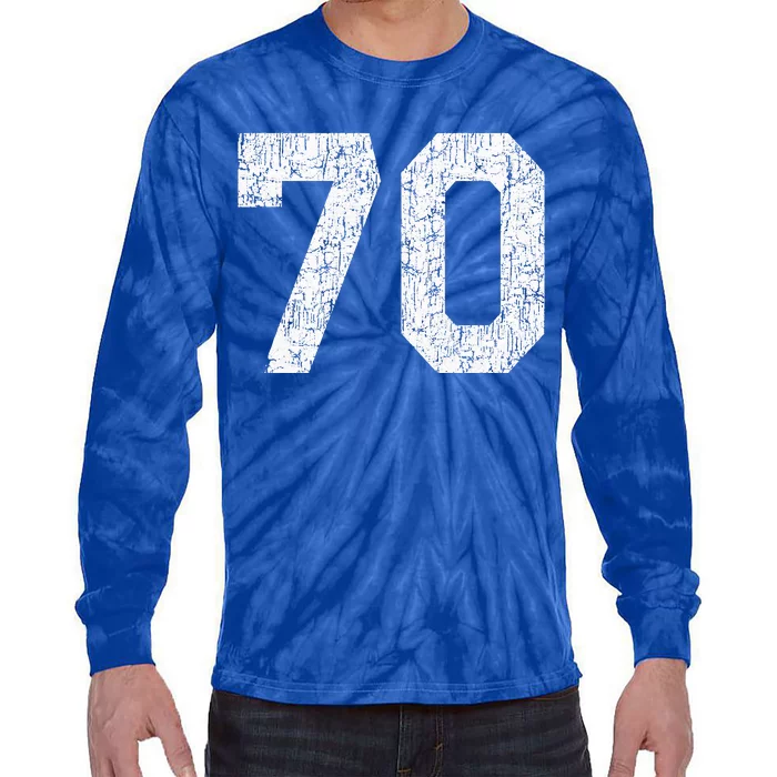 Jersey Uniform Number 70 Athletic Style Sports Tie-Dye Long Sleeve Shirt