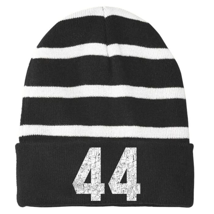 Jersey Uniform Number 44 Athletic Style Sports Graphic Striped Beanie with Solid Band