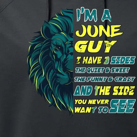 June Birthday Guy Has 3 Sides Sweet Funny Crazy Performance Fleece Hoodie