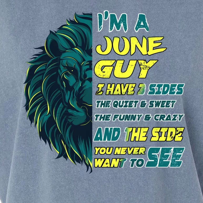 June Birthday Guy Has 3 Sides Sweet Funny Crazy Garment-Dyed Women's Muscle Tee