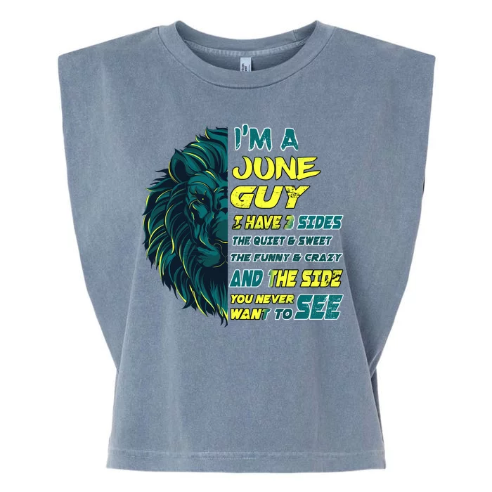 June Birthday Guy Has 3 Sides Sweet Funny Crazy Garment-Dyed Women's Muscle Tee