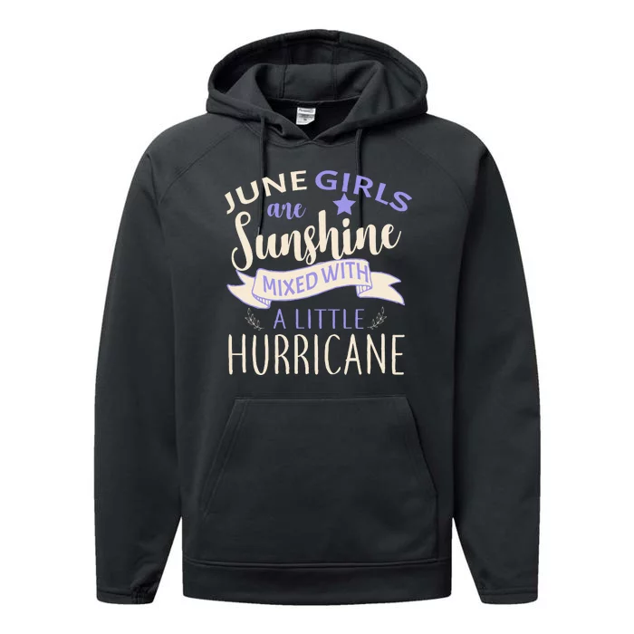 June Girls Are Sunshine Mixed With Hurricane Performance Fleece Hoodie