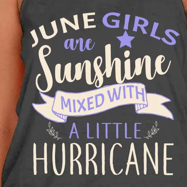 June Girls Are Sunshine Mixed With Hurricane Women's Knotted Racerback Tank