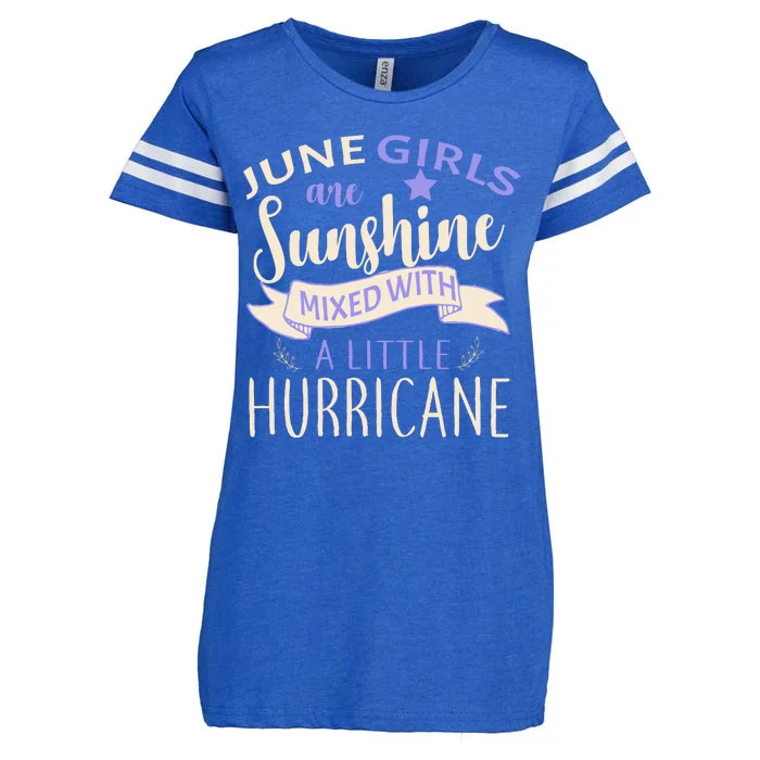 June Girls Are Sunshine Mixed With Hurricane Enza Ladies Jersey Football T-Shirt