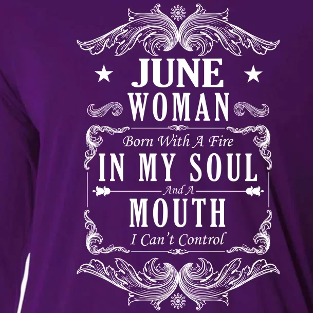 June Woman Funny Birthday Cooling Performance Long Sleeve Crew