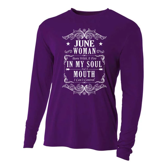 June Woman Funny Birthday Cooling Performance Long Sleeve Crew