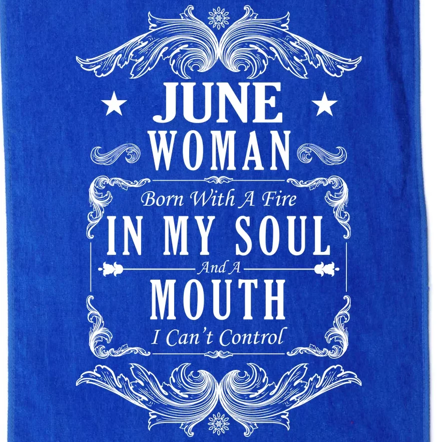 June Woman Funny Birthday Platinum Collection Golf Towel