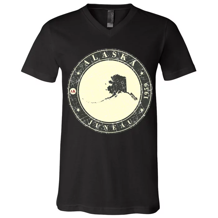 Juneau Alaska Retro V-Neck T-Shirt