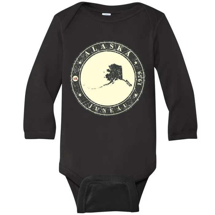 Juneau Alaska Retro Baby Long Sleeve Bodysuit