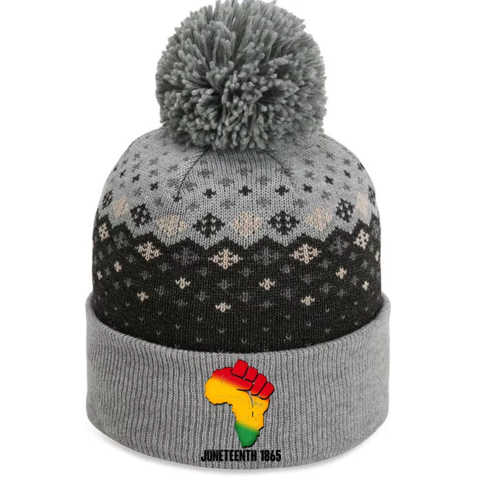 Juneteenth 1865 Africa Map Fist The Baniff Cuffed Pom Beanie