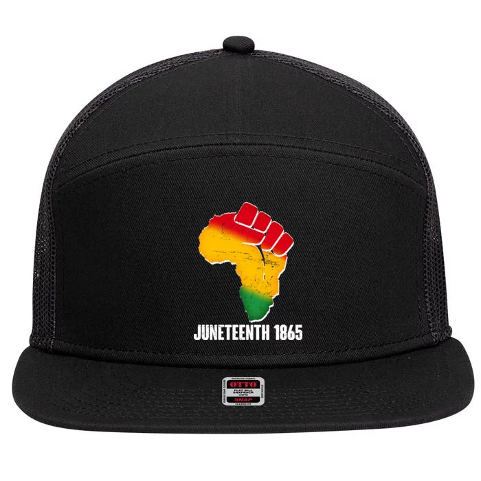 Juneteenth 1865 Africa Map Fist 7 Panel Mesh Trucker Snapback Hat