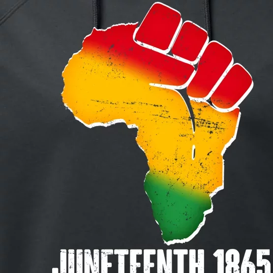 Juneteenth 1865 Africa Map Fist Performance Fleece Hoodie