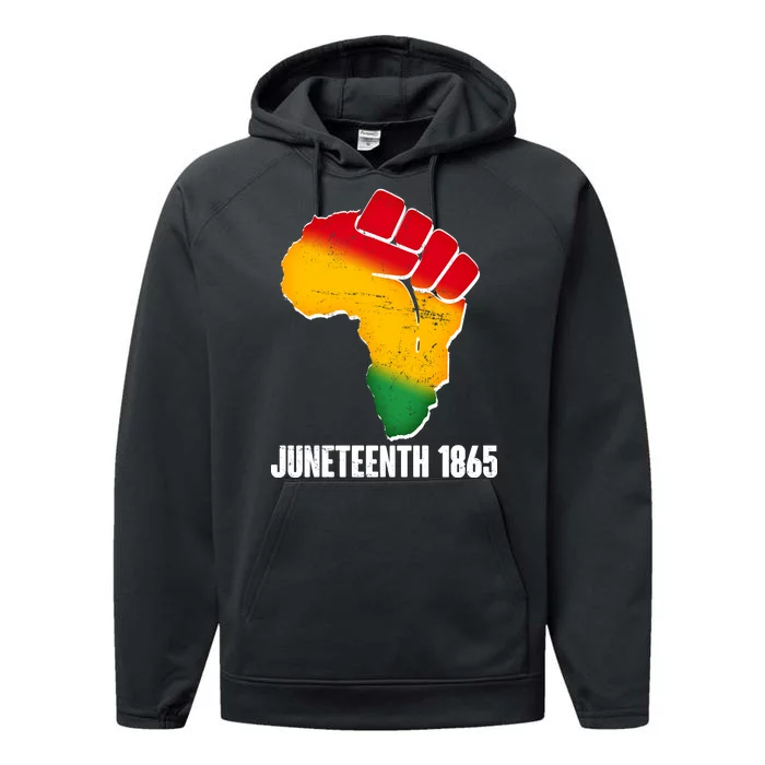 Juneteenth 1865 Africa Map Fist Performance Fleece Hoodie