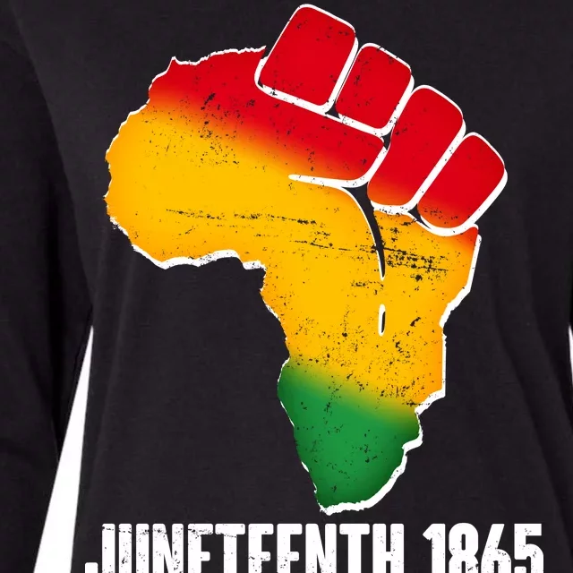 Juneteenth 1865 Africa Map Fist Womens Cotton Relaxed Long Sleeve T-Shirt