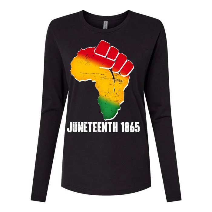 Juneteenth 1865 Africa Map Fist Womens Cotton Relaxed Long Sleeve T-Shirt