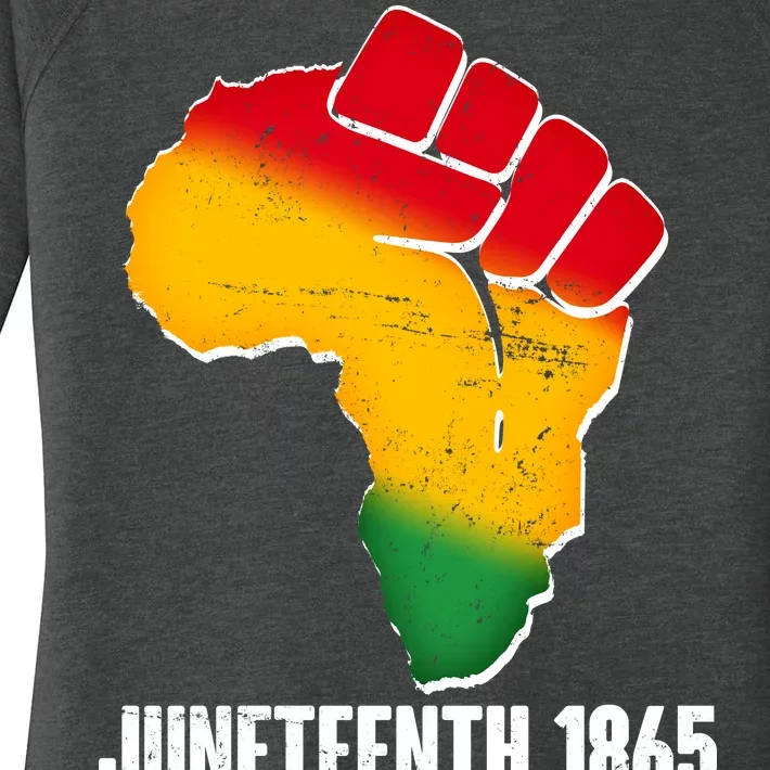 Juneteenth 1865 Africa Map Fist Women's Perfect Tri Tunic Long Sleeve Shirt