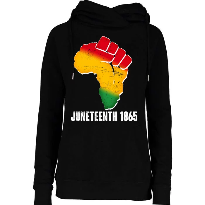 Juneteenth 1865 Africa Map Fist Womens Funnel Neck Pullover Hood