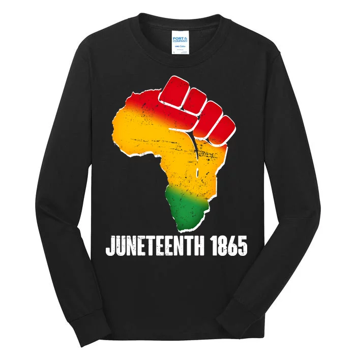 Juneteenth 1865 Africa Map Fist Tall Long Sleeve T-Shirt