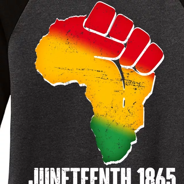 Juneteenth 1865 Africa Map Fist Women's Tri-Blend 3/4-Sleeve Raglan Shirt