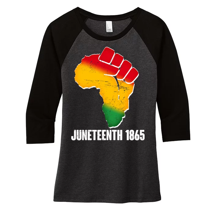 Juneteenth 1865 Africa Map Fist Women's Tri-Blend 3/4-Sleeve Raglan Shirt