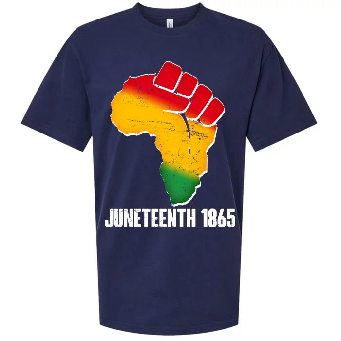 Juneteenth 1865 Africa Map Fist Sueded Cloud Jersey T-Shirt