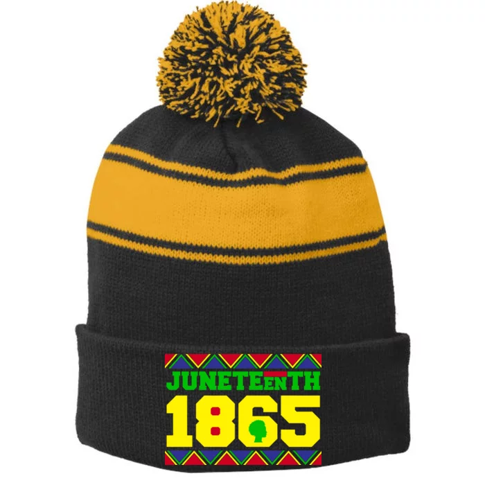 Juneteenth 1865 Independence Day Stripe Pom Pom Beanie