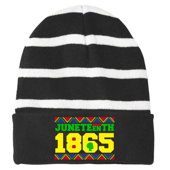 Juneteenth 1865 Independence Day Striped Beanie with Solid Band