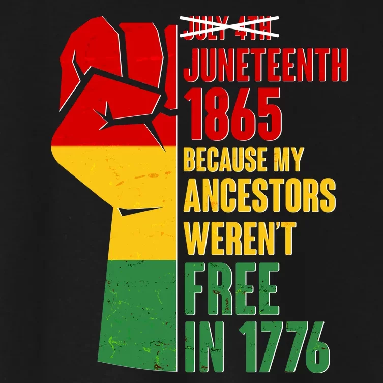 Juneteenth 1865 My Ancestors Weren't Free in 1776 Protest Fist Women's Crop Top Tee