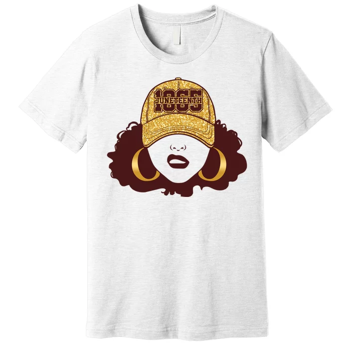 Juneteenth 1865 Stylish Black Woman Afro Baseball Cap Premium T-Shirt