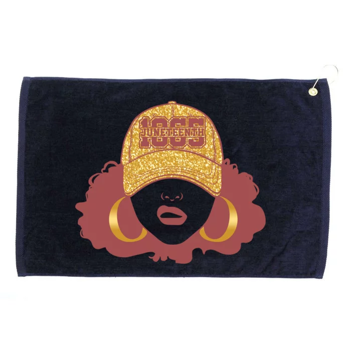 Juneteenth 1865 Stylish Black Woman Afro Baseball Cap Grommeted Golf Towel