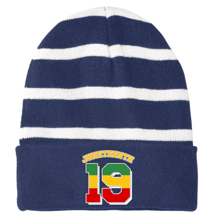 Juneteenth 19 Nineteen Jersey Striped Beanie with Solid Band